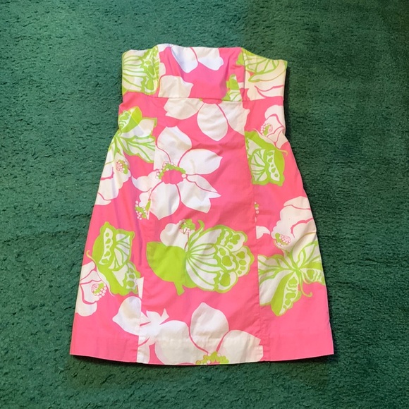 Lilly Pulitzer Strapless Tie Back Mini dress floral size 8 - Picture 2 of 13